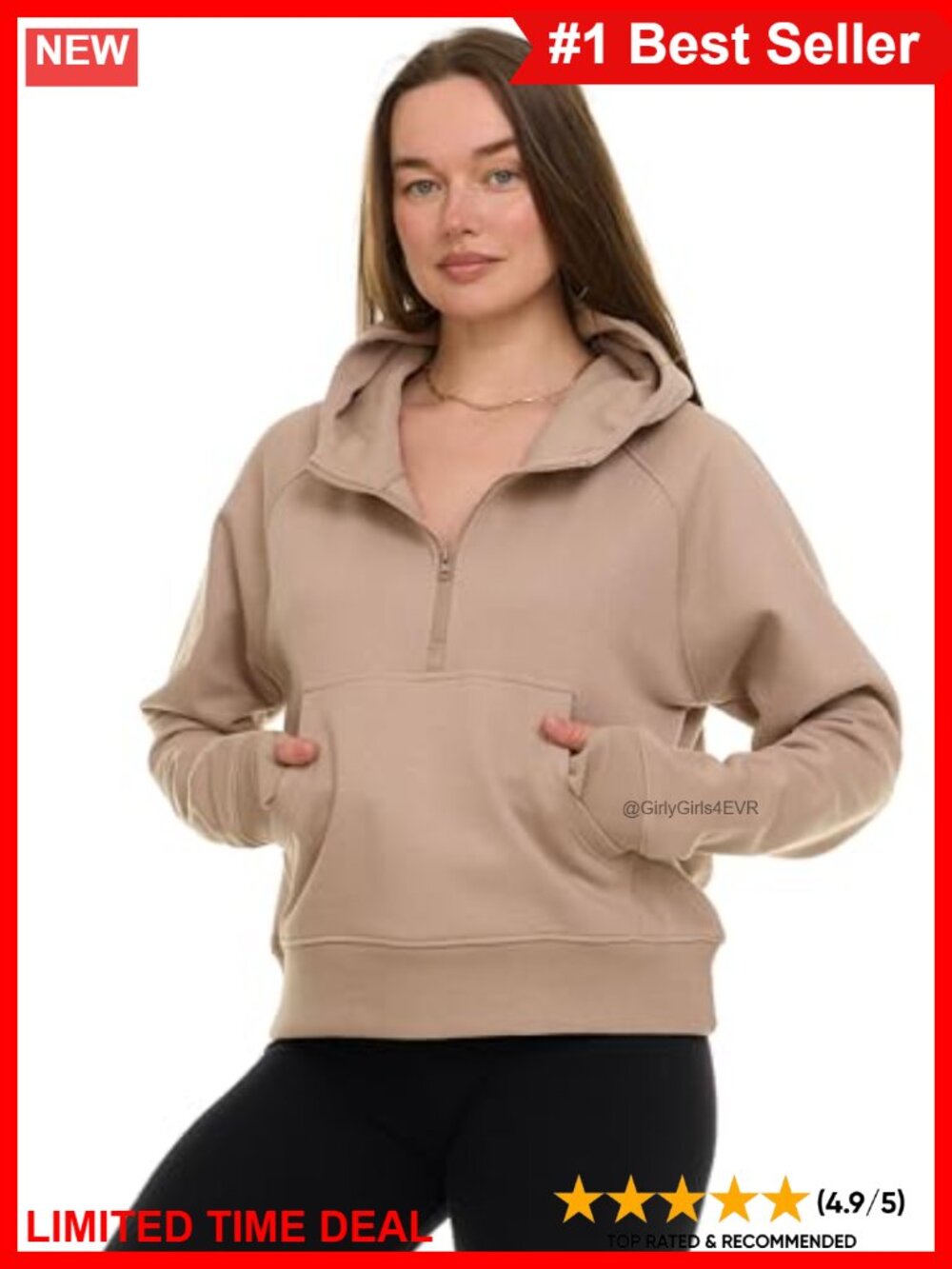 Womens Half Zip Cropped Fleece Hoodie Quarter Zip Pullover Sweatshirt